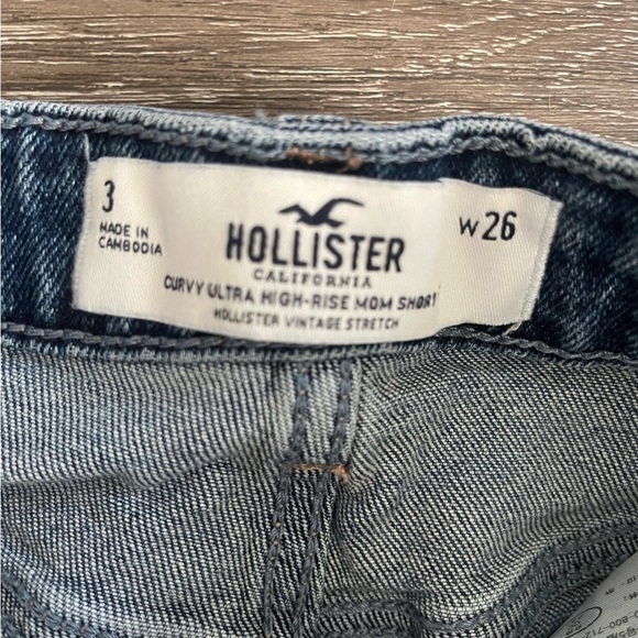 Hollister Blue Jean Shorts Distressed Frayed Hem - Picture 4 of 5